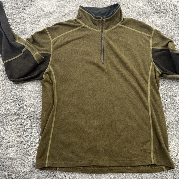 Kuhl Sweater Mens Large Green Kashmira Revel Fleece 1/4 Zip Pullover Shirt - Picture 4 of 9